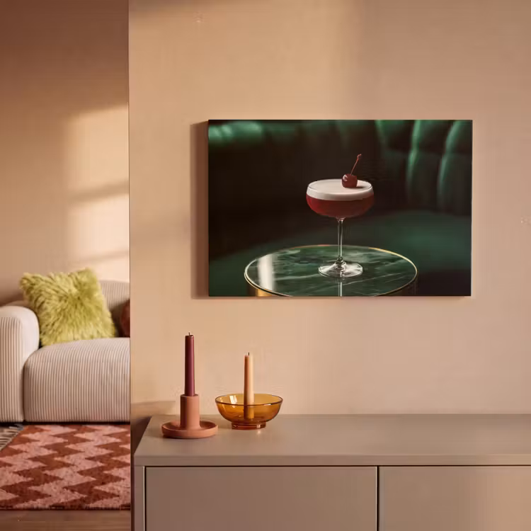 Canvas schilderij - Kers - Cocktail - Rood - Marmer — 2