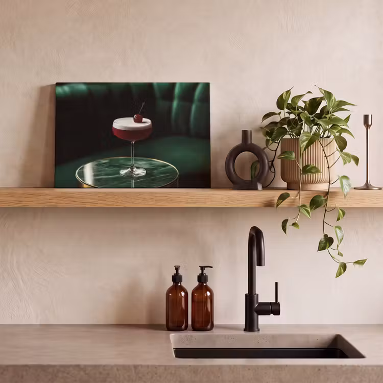 Canvas schilderij - Kers - Cocktail - Rood - Marmer — 4