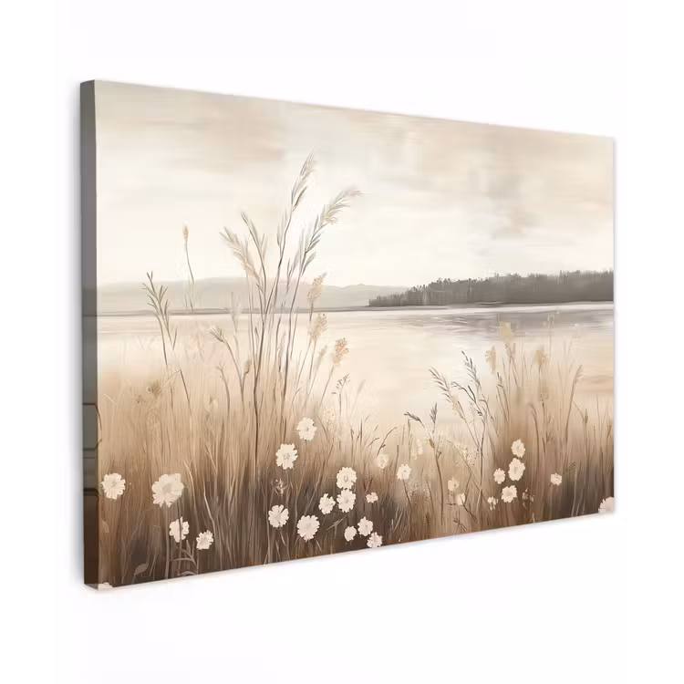Canvas schilderij - Meer - Water - Natuur - Beige — 1