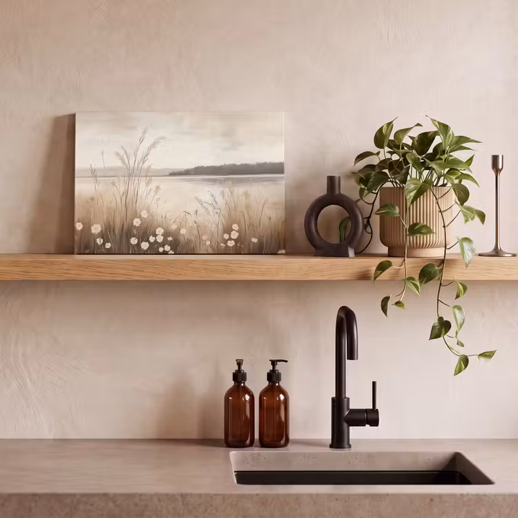 Canvas schilderij - Meer - Water - Natuur - Beige — 4