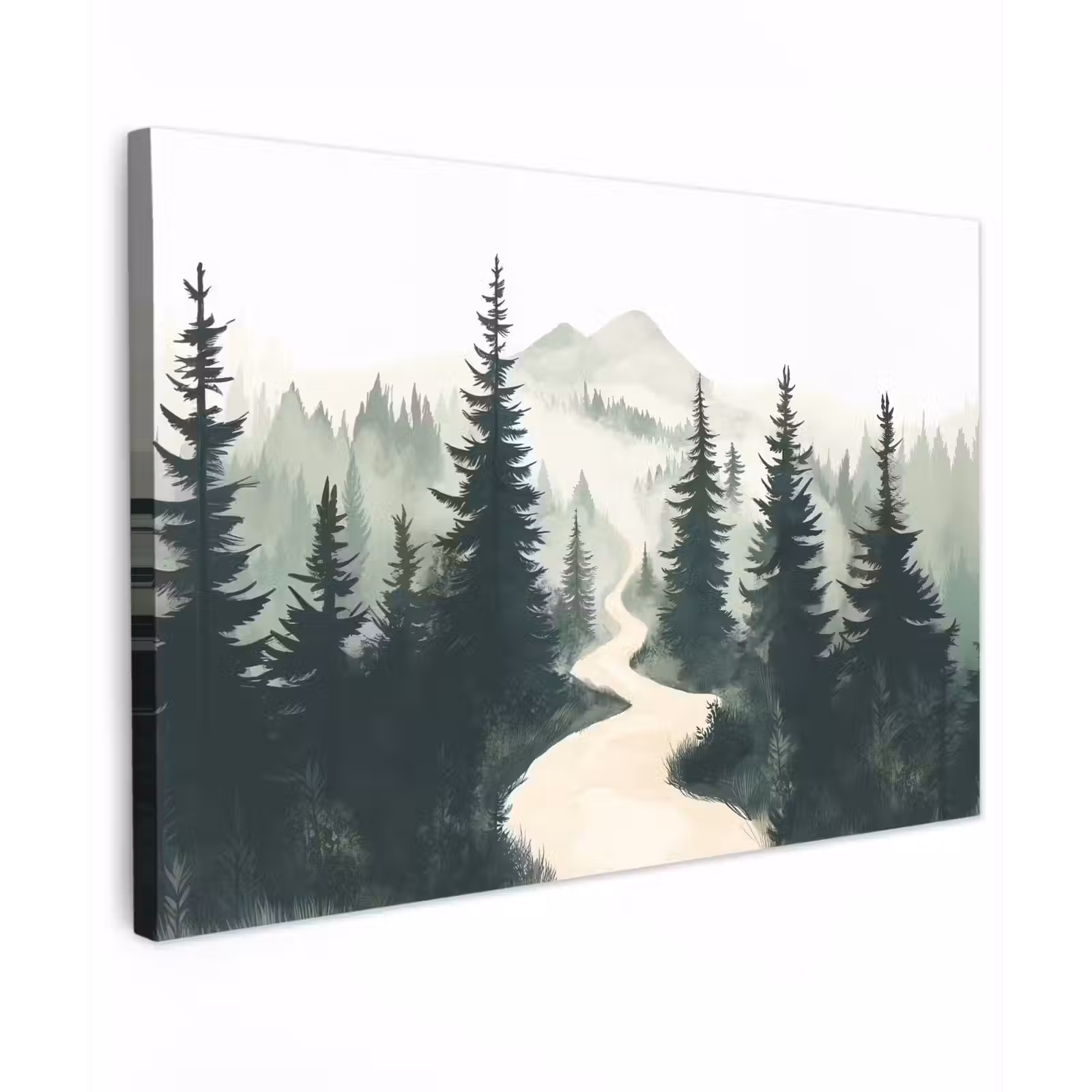 Canvas schilderij - Pad - Bomen - Bos - Illustratie — 1