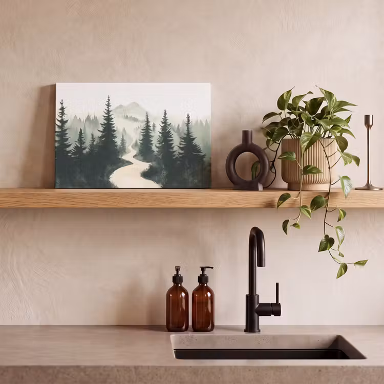 Canvas schilderij - Pad - Bomen - Bos - Illustratie — 4