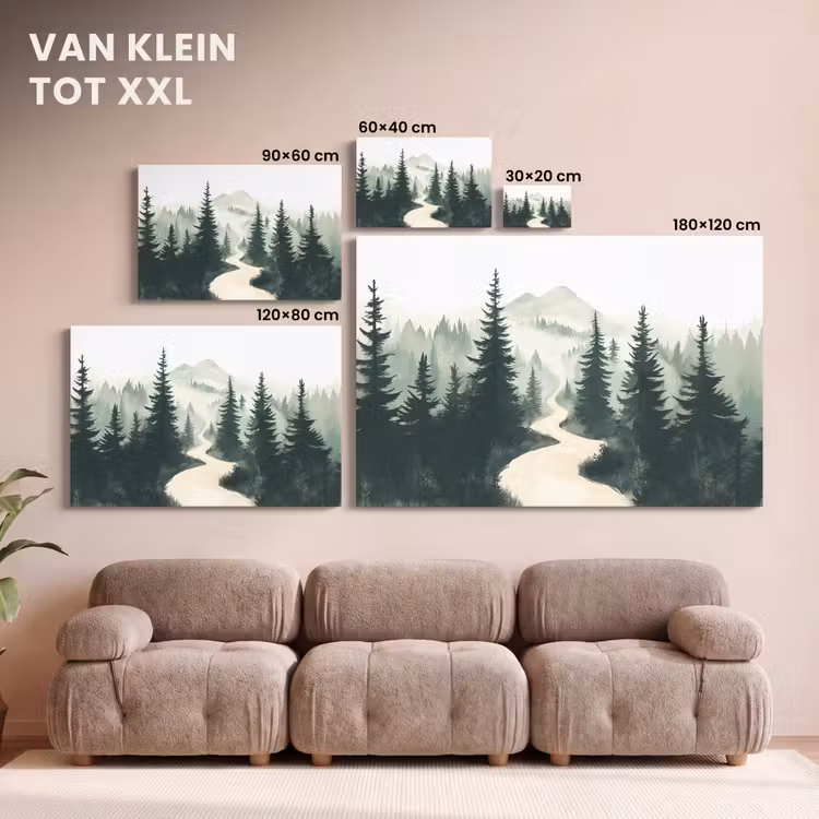 Canvas schilderij - Pad - Bomen - Bos - Illustratie — 8