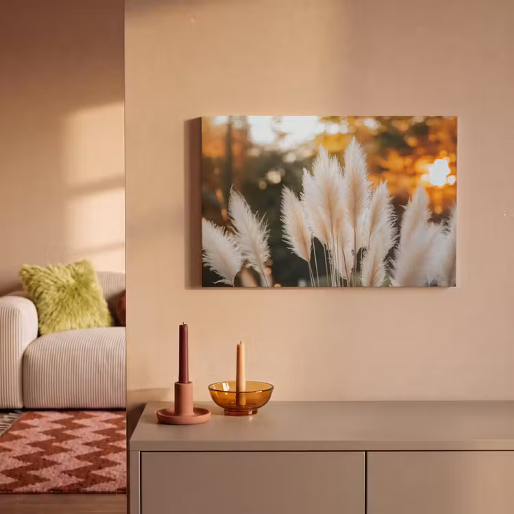 Canvas schilderij - Pampasgras - Pluimen - Sierlijk — 2