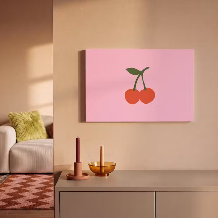 Canvas schilderij - Kersen - Roze - Illustratie — 2