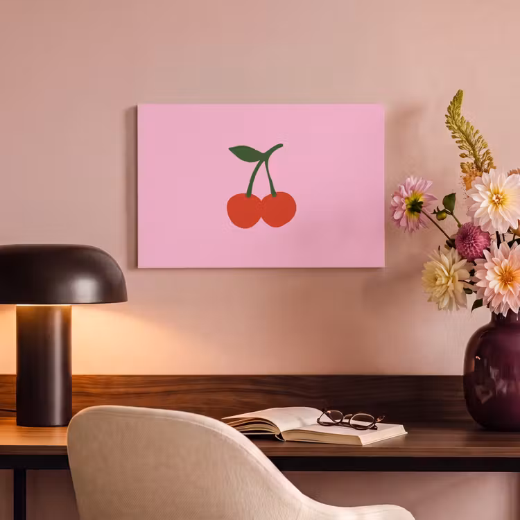 Canvas schilderij - Kersen - Roze - Illustratie — 6