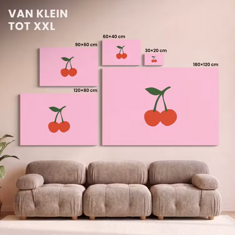 Canvas schilderij - Kersen - Roze - Illustratie — 7