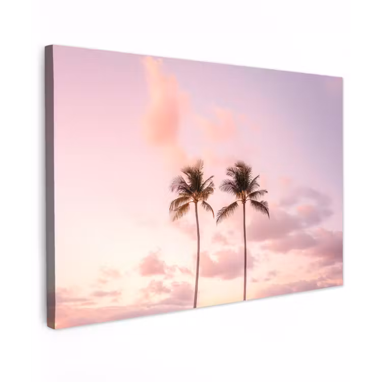 Canvas schilderij - Palmbomen - Paars - Wolken - Lucht — 1
