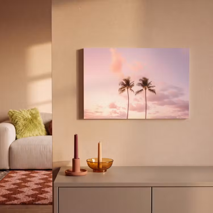 Canvas schilderij - Palmbomen - Paars - Wolken - Lucht — 2