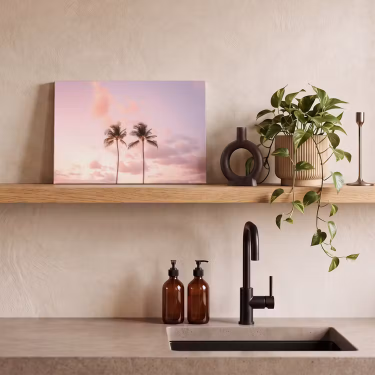 Canvas schilderij - Palmbomen - Paars - Wolken - Lucht — 4