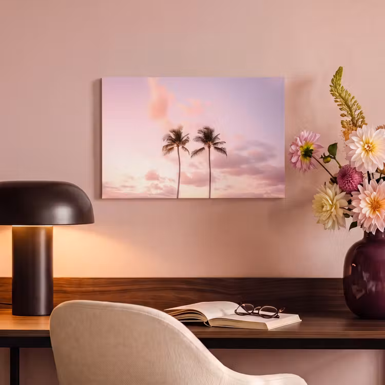 Canvas schilderij - Palmbomen - Paars - Wolken - Lucht — 6