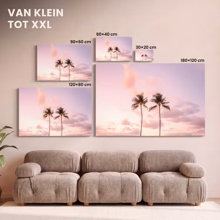 Canvas schilderij - Palmbomen - Paars - Wolken - Lucht — 8