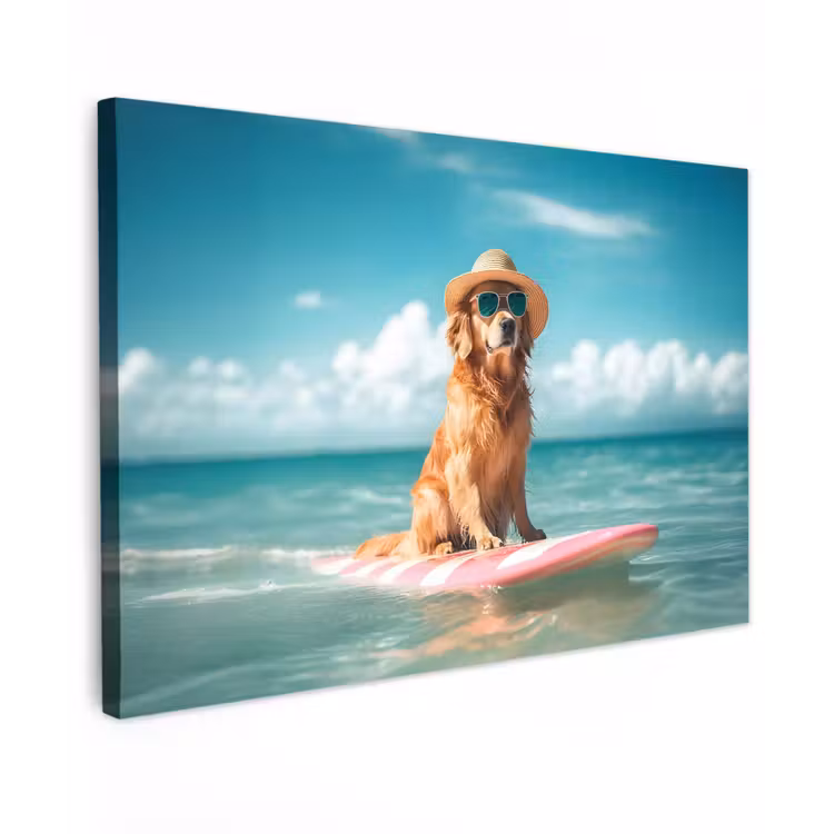 Canvas schilderij - Zeewater - Hond - Golden retriever - Zonnebril — 1