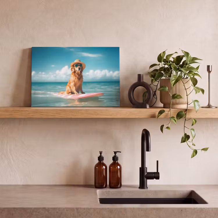 Canvas schilderij - Zeewater - Hond - Golden retriever - Zonnebril — 4