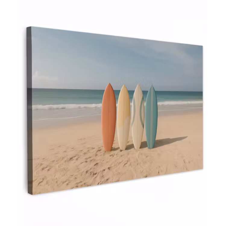 Canvas schilderij - Strand - Surfbord - Pastel — 1