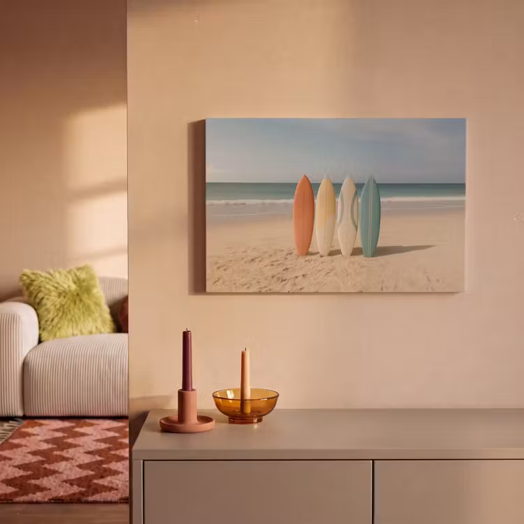 Canvas schilderij - Strand - Surfbord - Pastel — 2