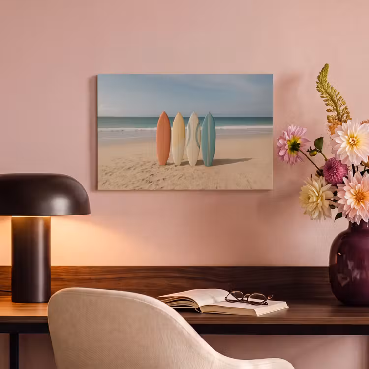 Canvas schilderij - Strand - Surfbord - Pastel — 6
