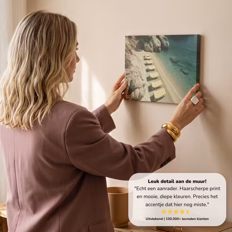 Canvas schilderij - Strandbedden - Zee - Stenen - Baai — 3