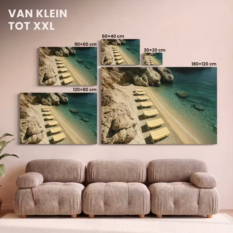 Canvas schilderij - Strandbedden - Zee - Stenen - Baai — 8