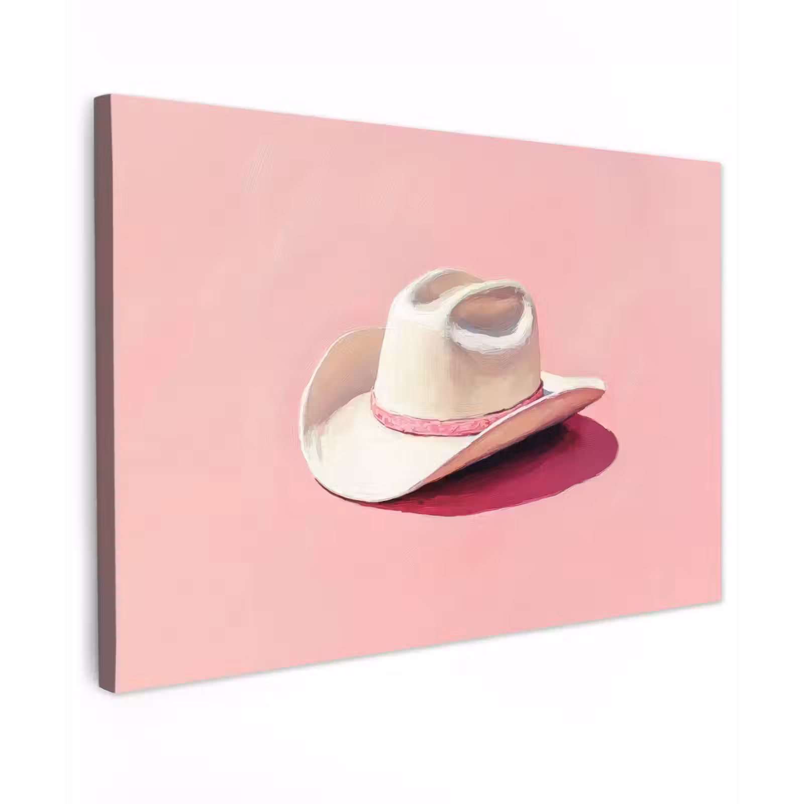 Canvas schilderij - Zomers - Hoed - Roze — 1