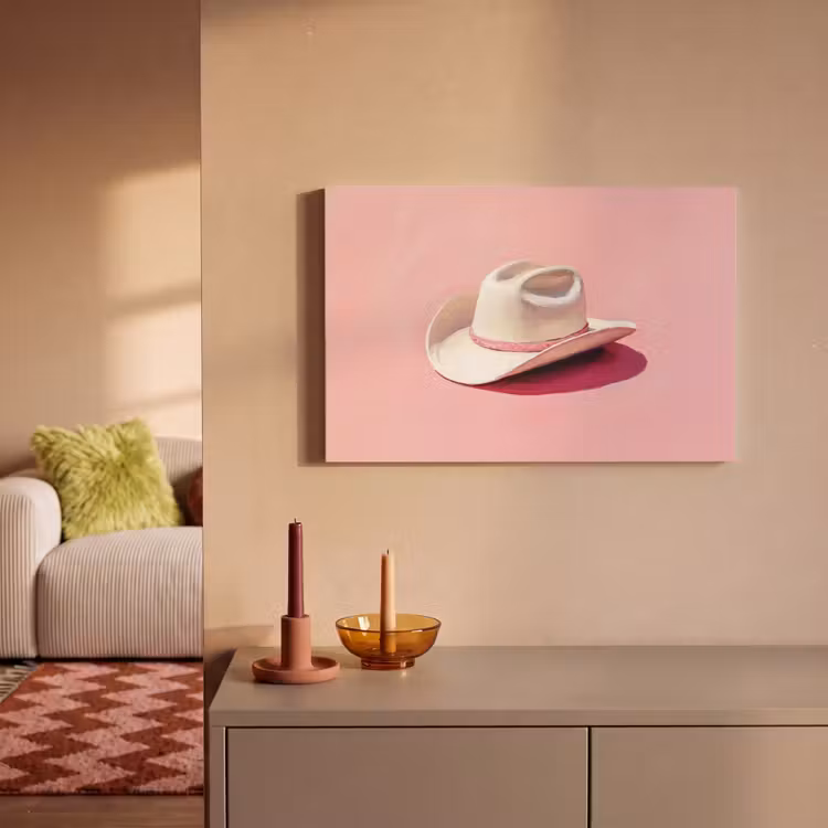 Canvas schilderij - Zomers - Hoed - Roze — 2