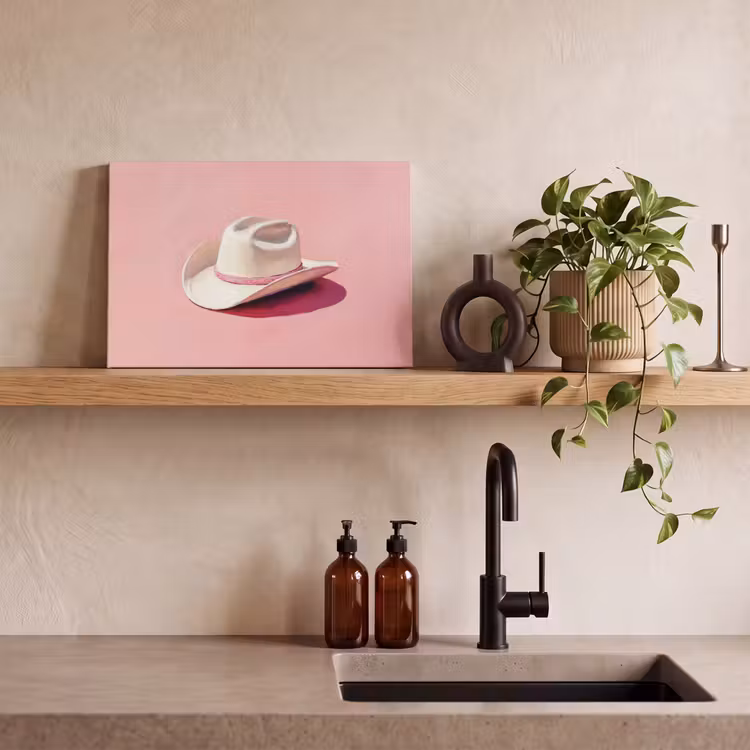 Canvas schilderij - Zomers - Hoed - Roze — 4