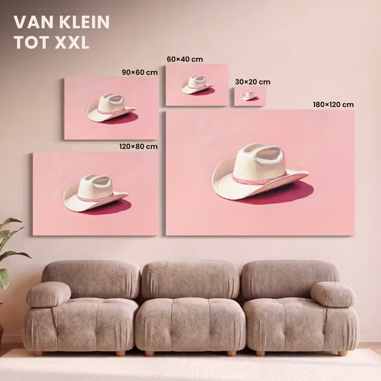 Canvas schilderij - Zomers - Hoed - Roze — 8