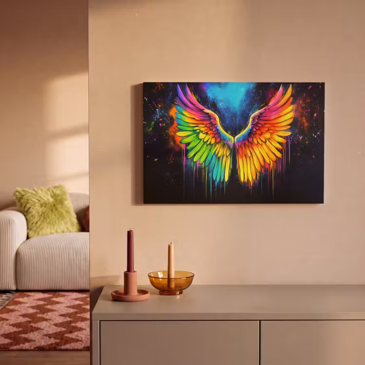 Canvas schilderij - Regenboogkleuren - Vleugels - Magisch — 2
