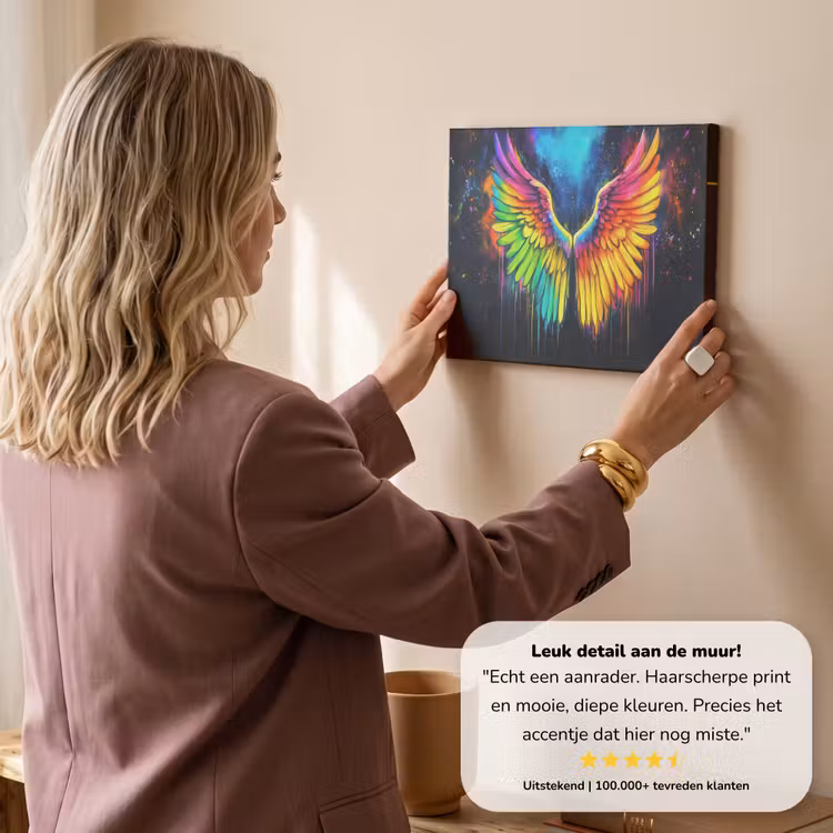 Canvas schilderij - Regenboogkleuren - Vleugels - Magisch — 3