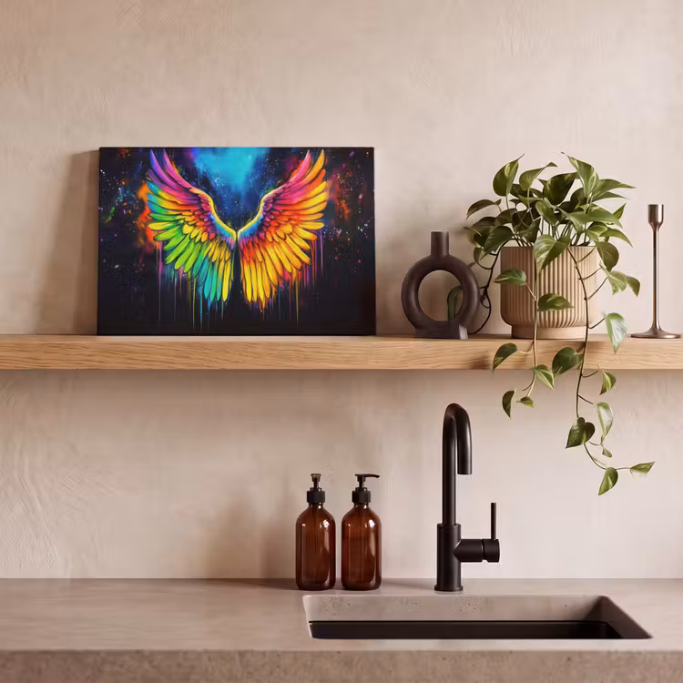 Canvas schilderij - Regenboogkleuren - Vleugels - Magisch — 4