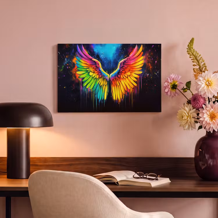 Canvas schilderij - Regenboogkleuren - Vleugels - Magisch — 6