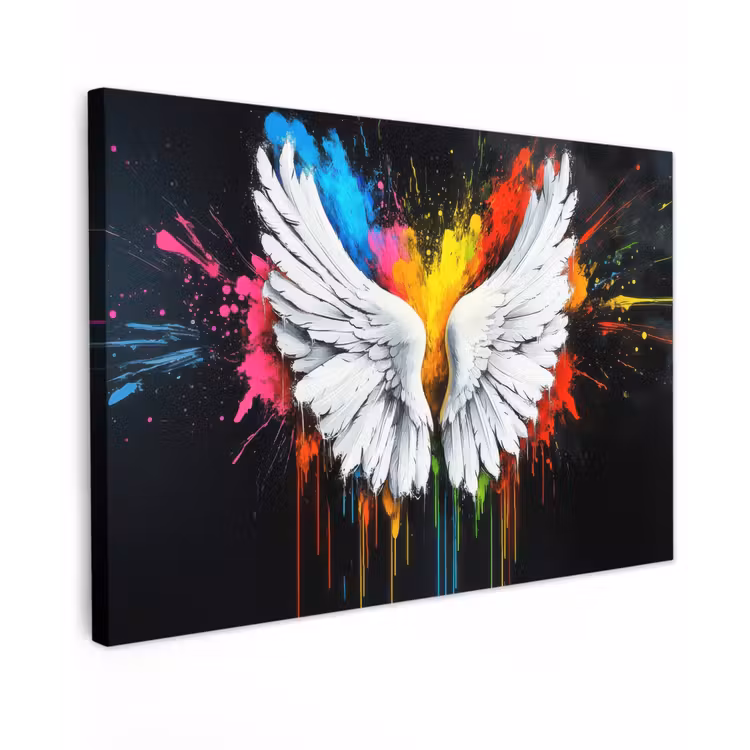 Canvas schilderij - Vleugels - Verfspatten - Kleurrijk — 1