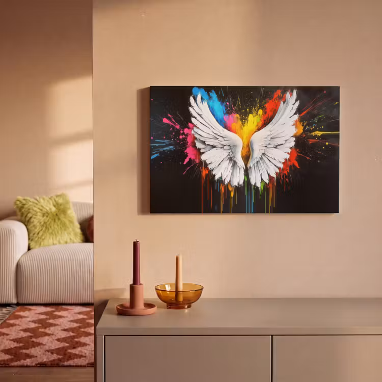 Canvas schilderij - Vleugels - Verfspatten - Kleurrijk — 2
