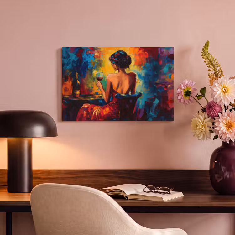 Canvas schilderij - Wijn - Vrouw - Sfeervol - Kleurrijk — 6