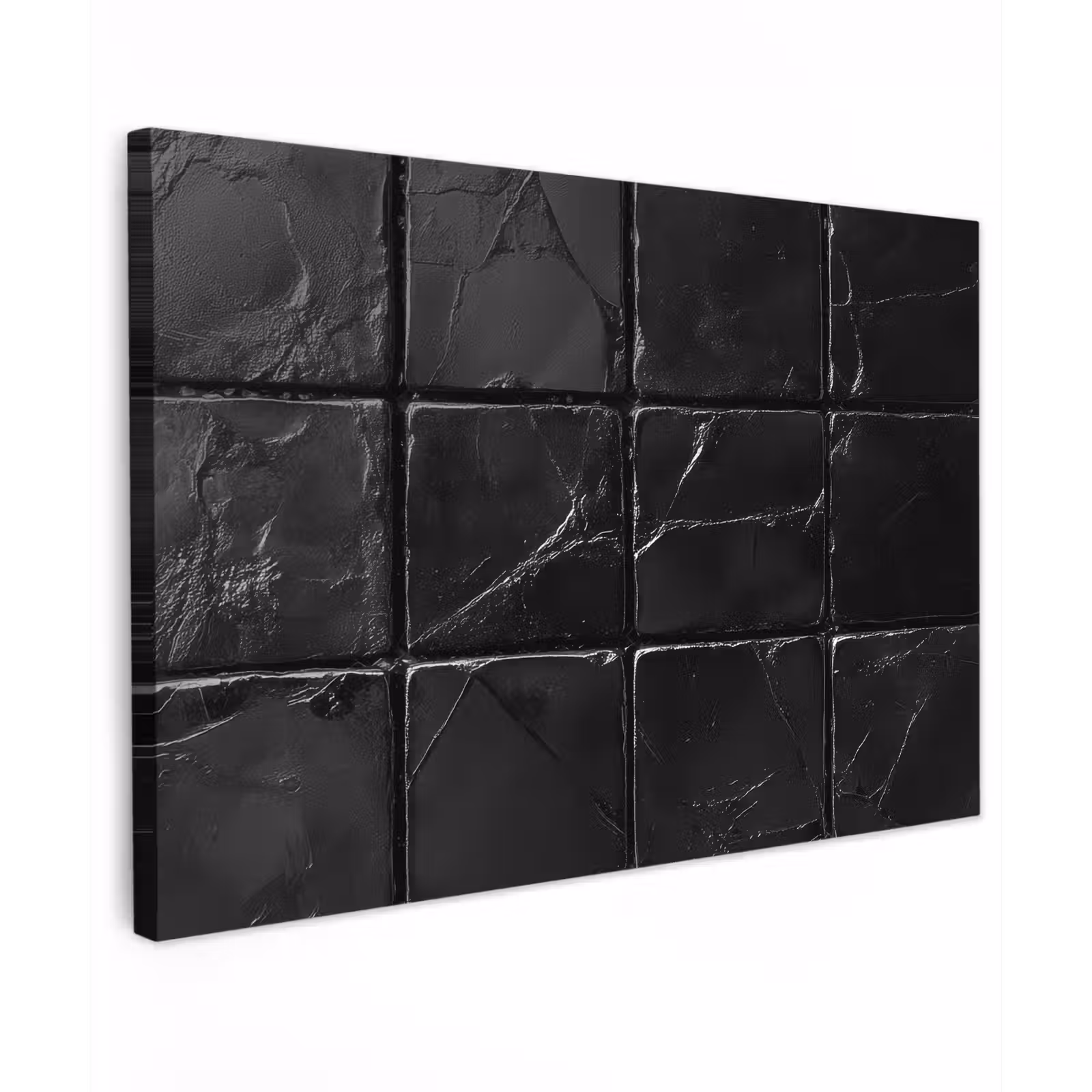 Canvas schilderij - Zwart - Tegels - Steen — 1