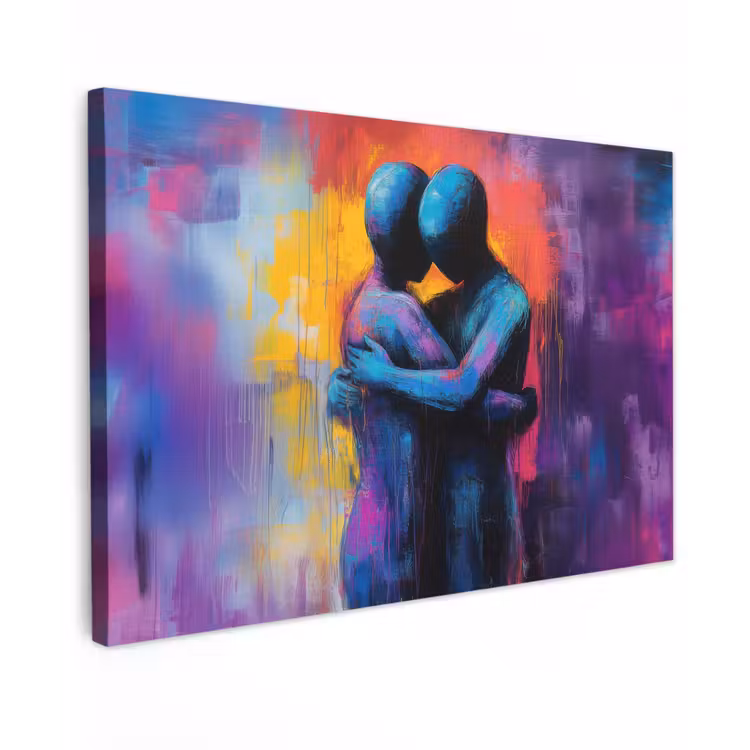 Canvas schilderij - Omarmen - Lichamen - Paars — 1