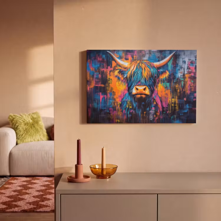 Canvas schilderij - Schotse Hooglander - Abstract - Kleurrijk — 2
