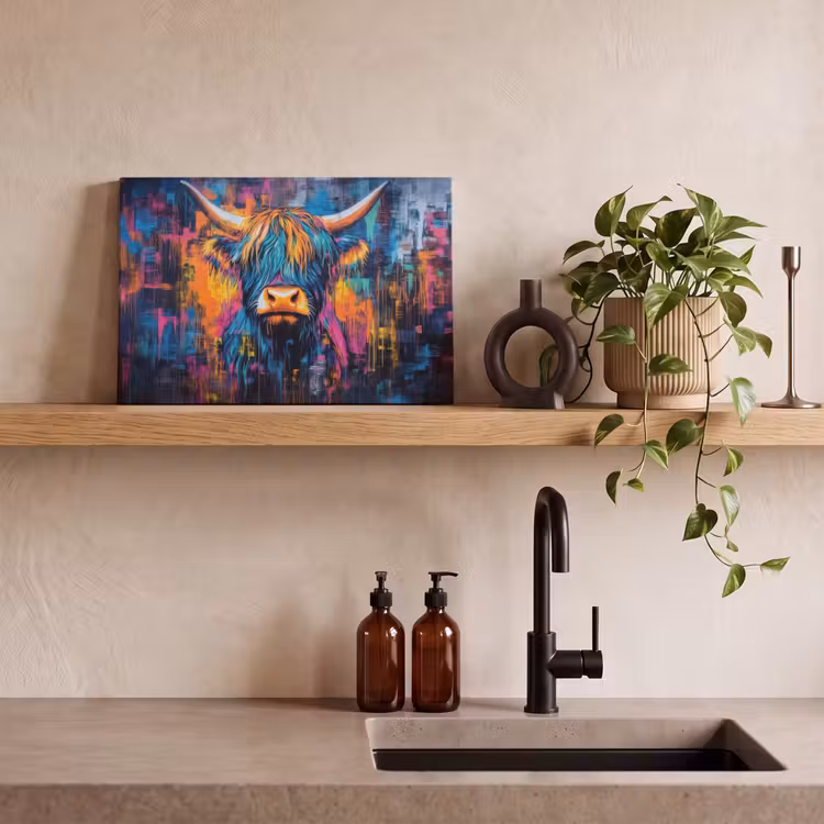Canvas schilderij - Schotse Hooglander - Abstract - Kleurrijk — 4