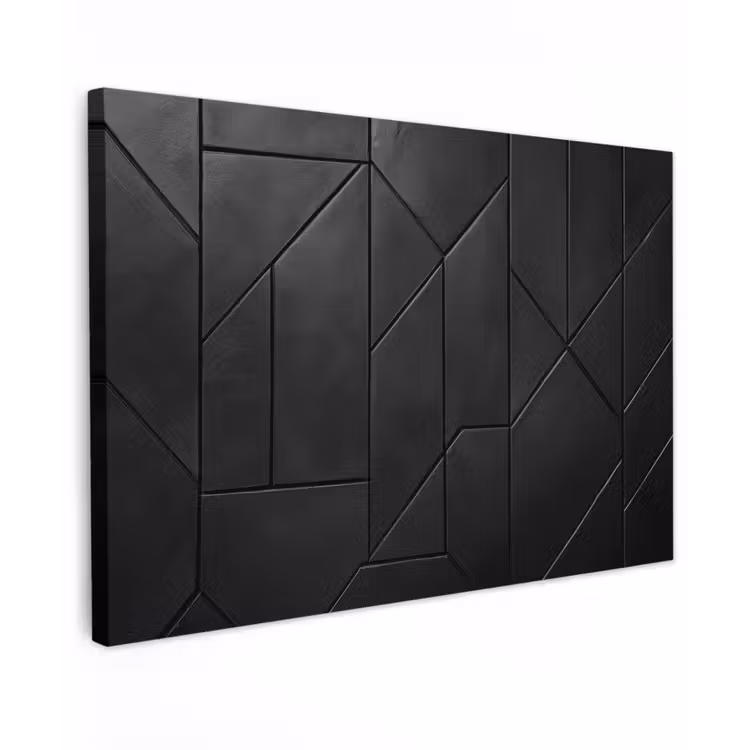Canvas schilderij - Zwart - Geometrisch - Tegeltjes — 1