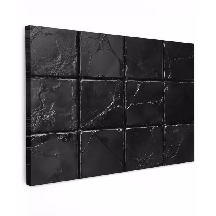 Canvas schilderij - Zwart - Tegels - Steen — 1