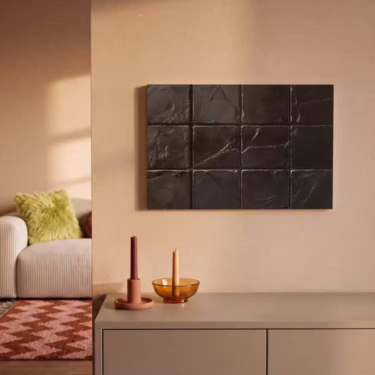 Canvas schilderij - Zwart - Tegels - Steen — 2