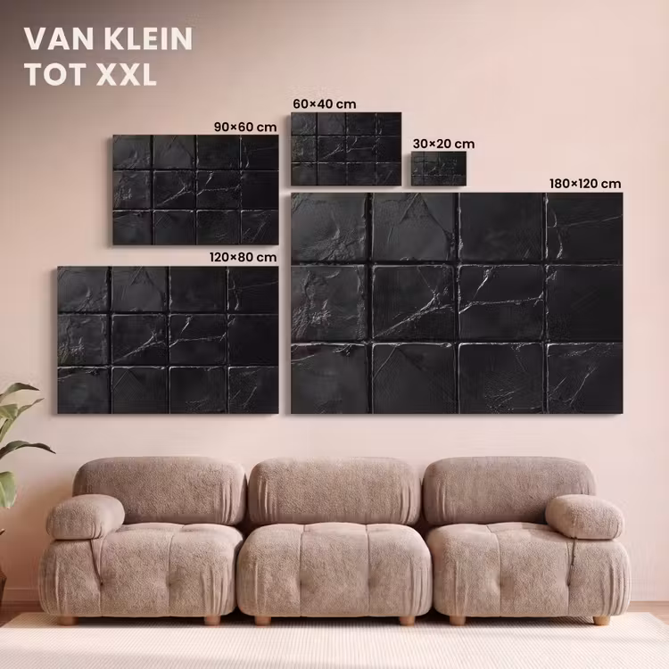Canvas schilderij - Zwart - Tegels - Steen — 8