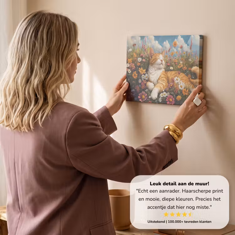 Canvas schilderij - Kat - Bloemen - Ontspannen — 3