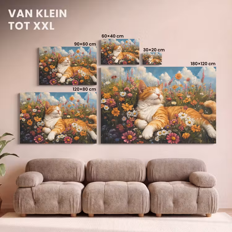 Canvas schilderij - Kat - Bloemen - Ontspannen — 8
