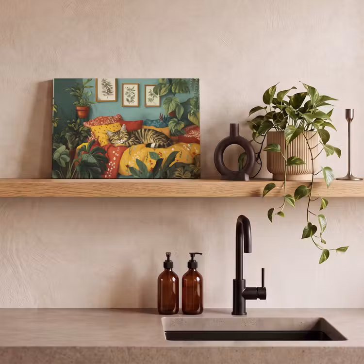 Canvas schilderij - Kat - Planten - Groen — 4