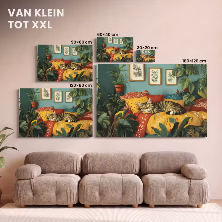 Canvas schilderij - Kat - Planten - Groen — 8