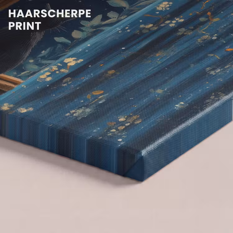 Canvas schilderij - Kat - Sterrenhemel - Blauw — 5