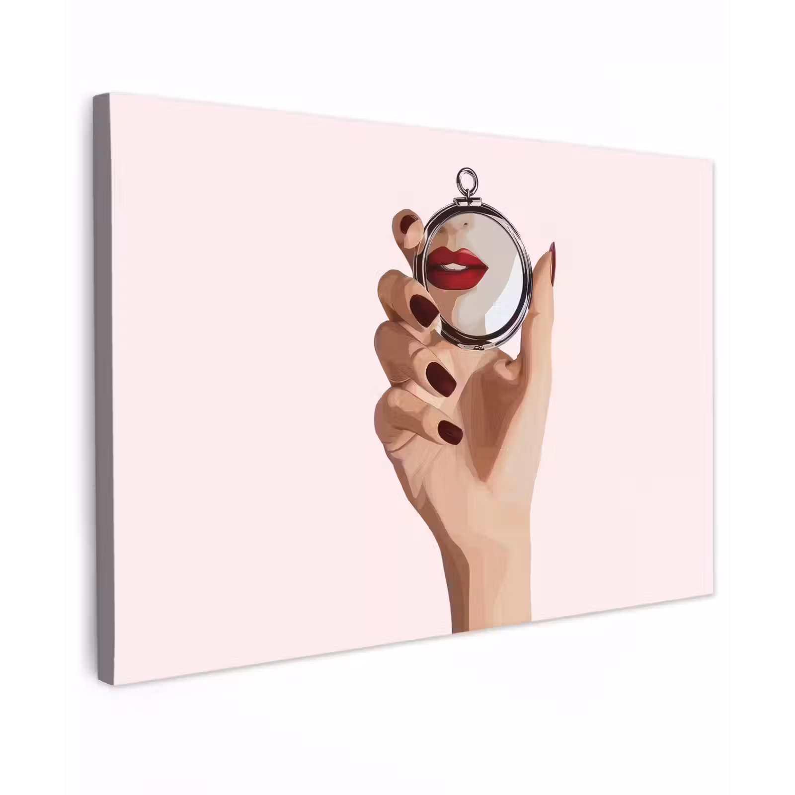 Canvas schilderij - Spiegel - Rode lippen — 1