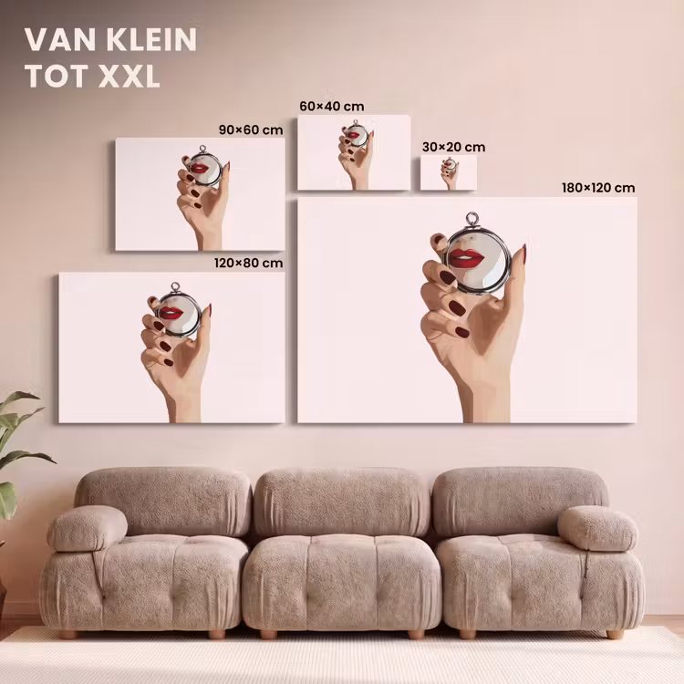 Canvas schilderij - Spiegel - Rode lippen — 8