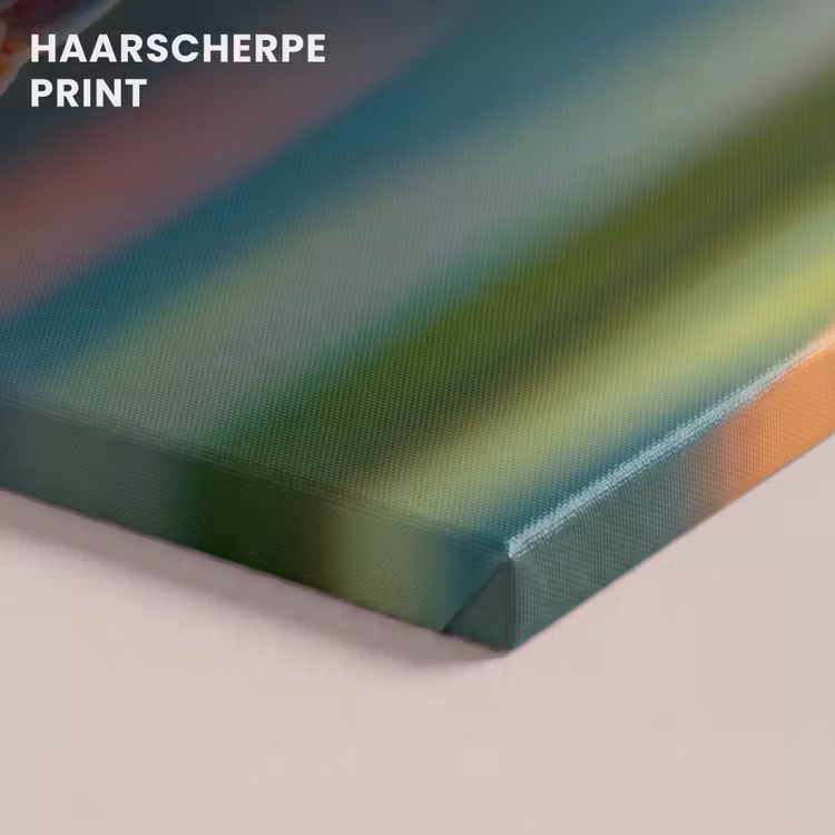 Canvas schilderij - Kleurrijke kikker - Groene stengel - Alert — 5